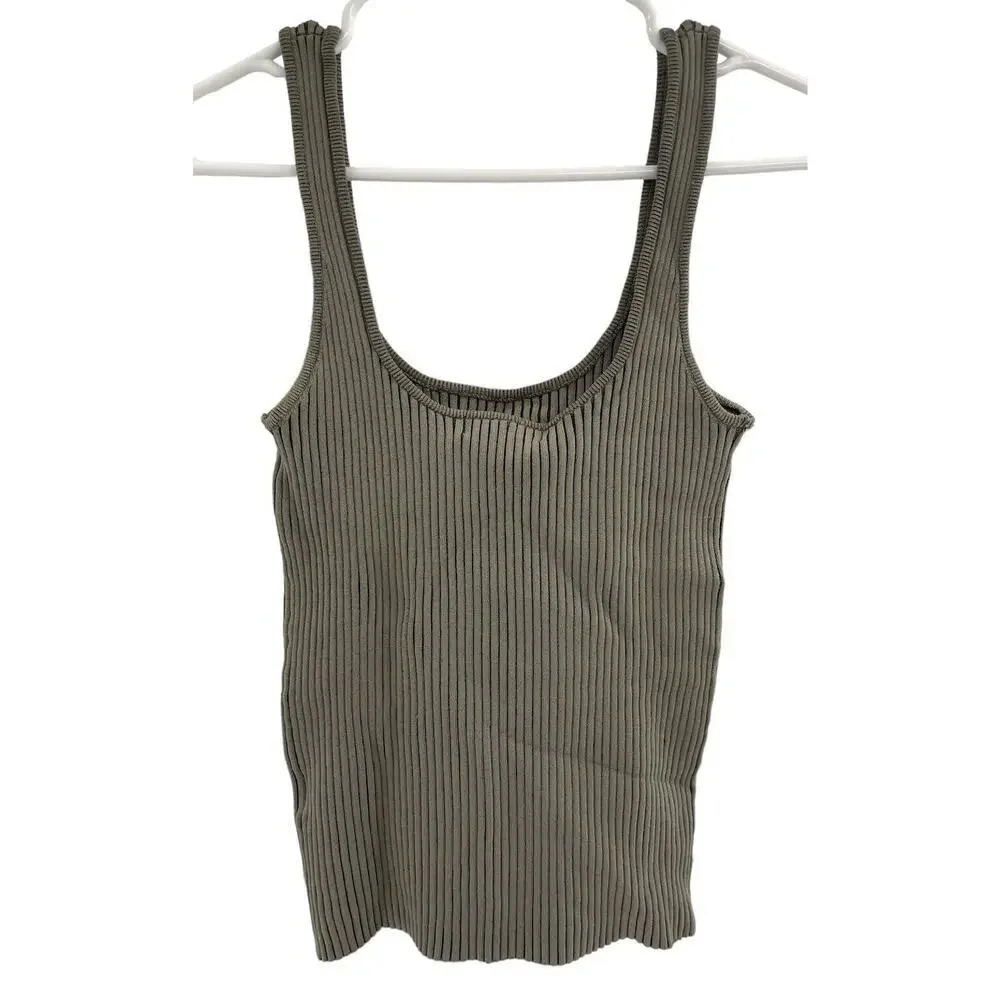 Anine Bing Josie Ribbed Tank Top Beige Size Medium New With Tags Bodycon